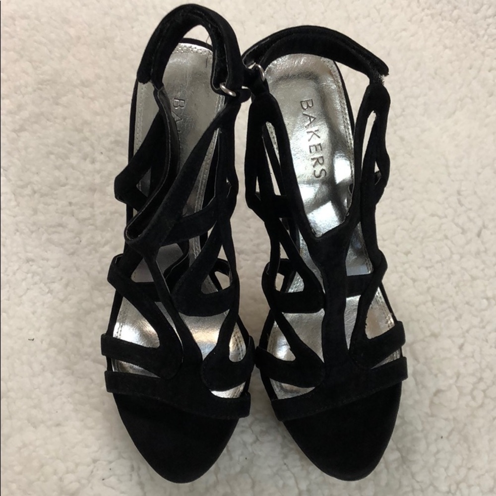 Bakers eaten black suede heels barely used